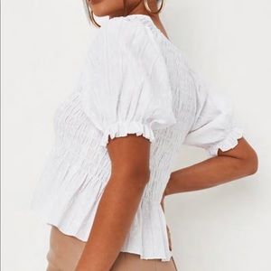 Misguided White Peplum Crop Top